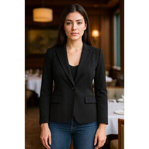 Womans Femme Black Business Career Suit Tailored Blazer Jacket Sz 40 (US10)